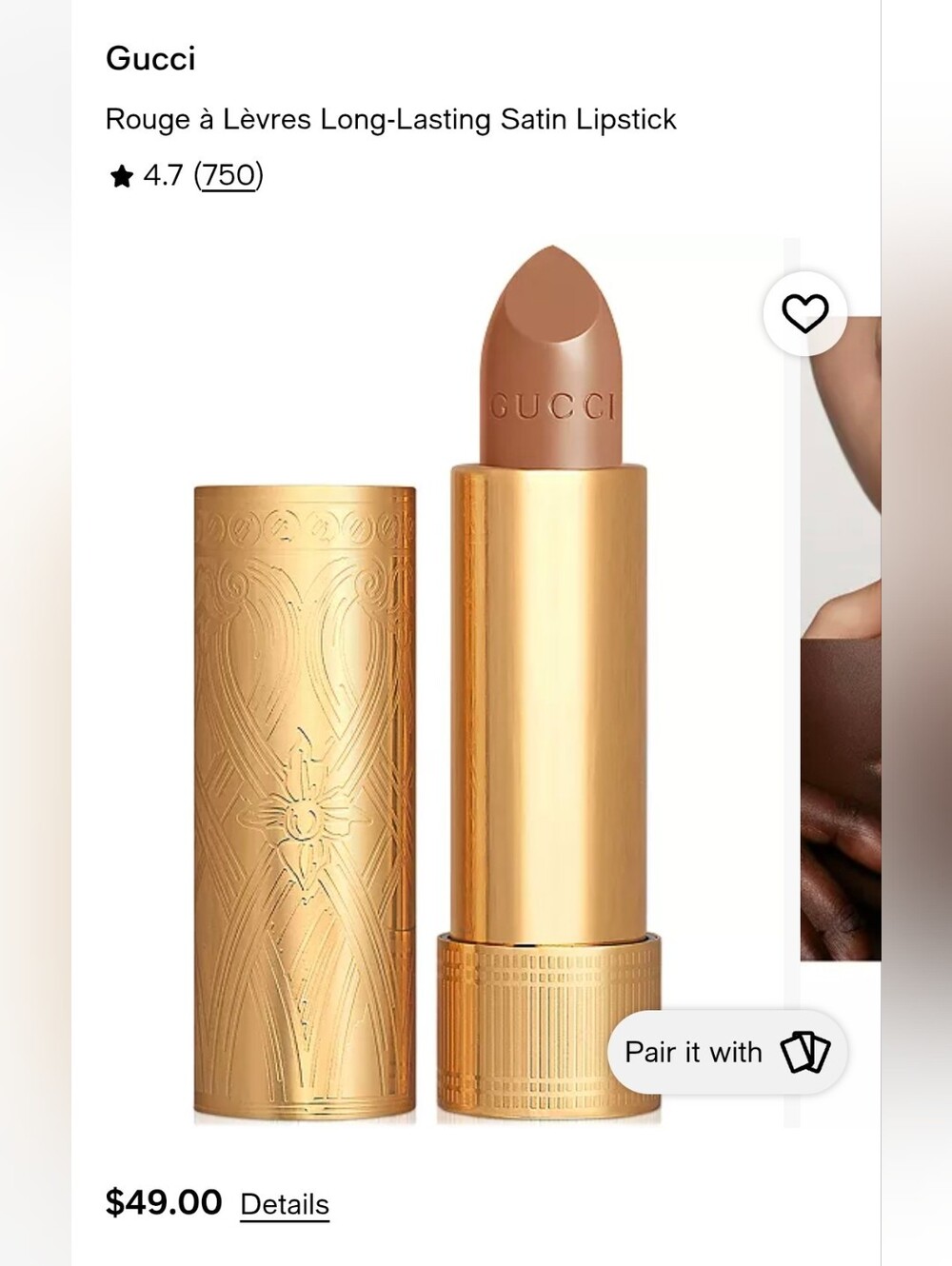 Gucci Lipstick - 104 Penny Beige - Picture 2 of 6